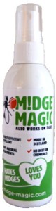  Natural midge repellent
 made with bog myrtle -
 it's traditionally Scottish 